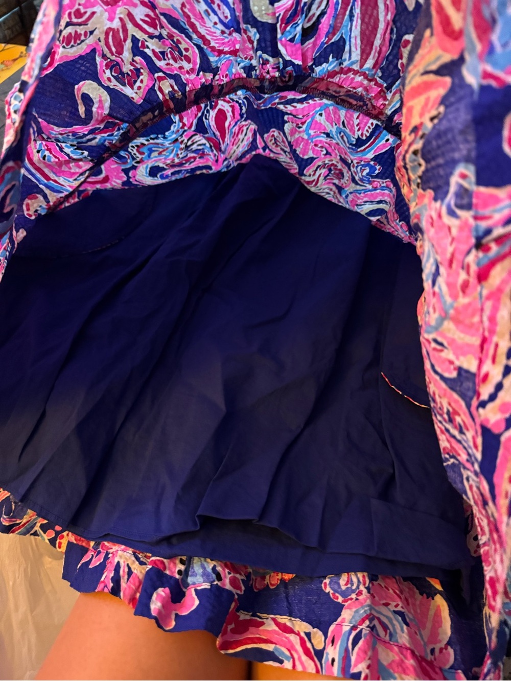 NWT Sz 0 Lilly Pulitzer Blue and Pink Paisley V-Neck Mini Dress - Picture 4 of 9